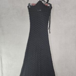 ASTR the label Womens Medium Shira Dress Maxi Black Open Knit Sweater Haulter